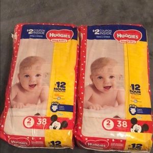 2 38 packs HUGGIES  size 2  diapers